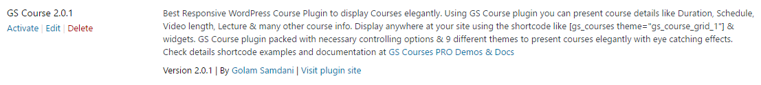 Activate GS Course Plugin