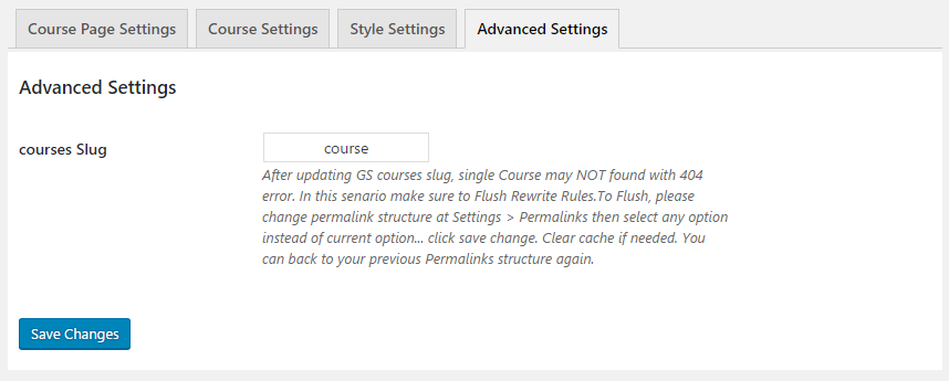 GS Course Advanced Settings