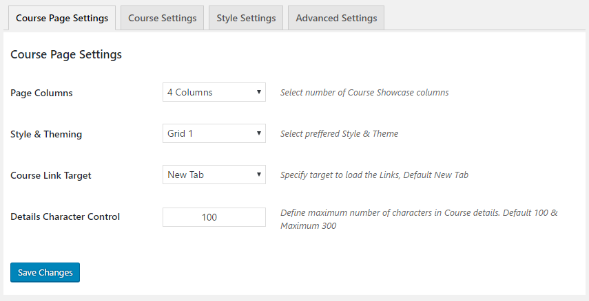 GS Course Page Settings
