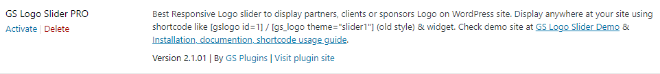 activate GS Logo slider plugin