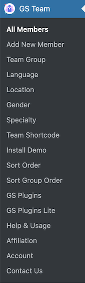 GS Team menu