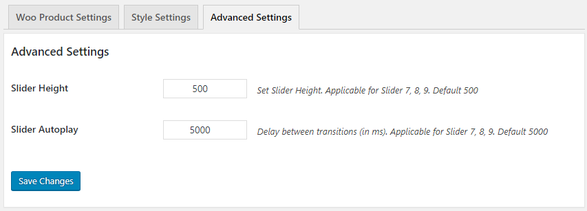 WooCommerce Product Slider Advanced Settings