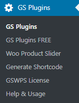 GS WooCommerce Product Slider menu
