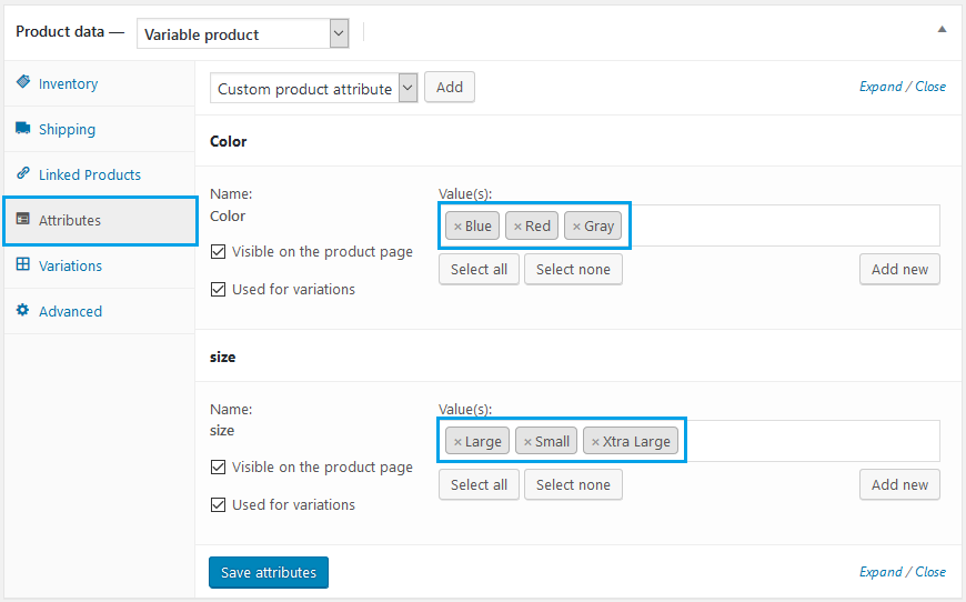 WooCommerce Variation Settings