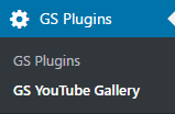 GS YouTube Gallery Plugin Menu