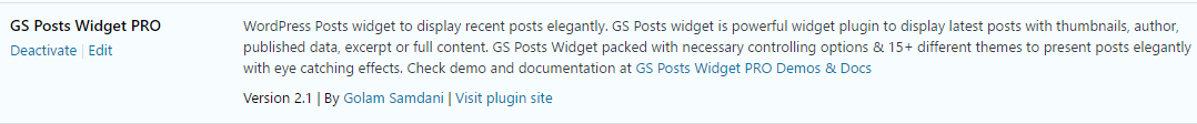 Activate GS Posts Widget